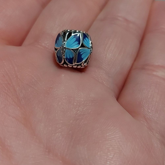 925 Silver Blue Butterfly Charm - Picture 3 of 6